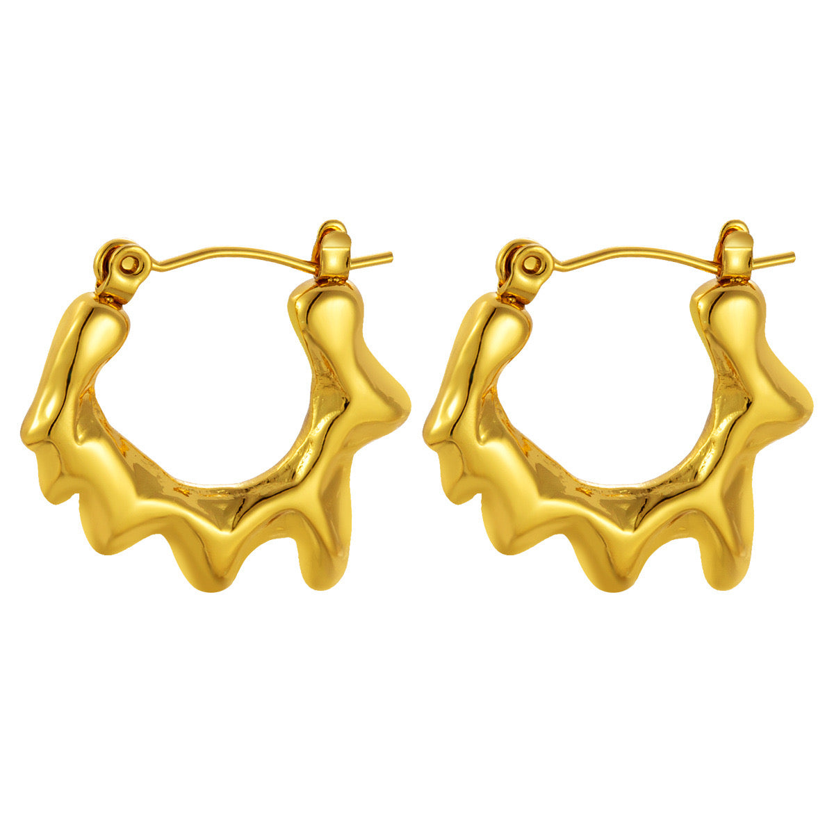 Wavy Molten Gold Hoop Earrings