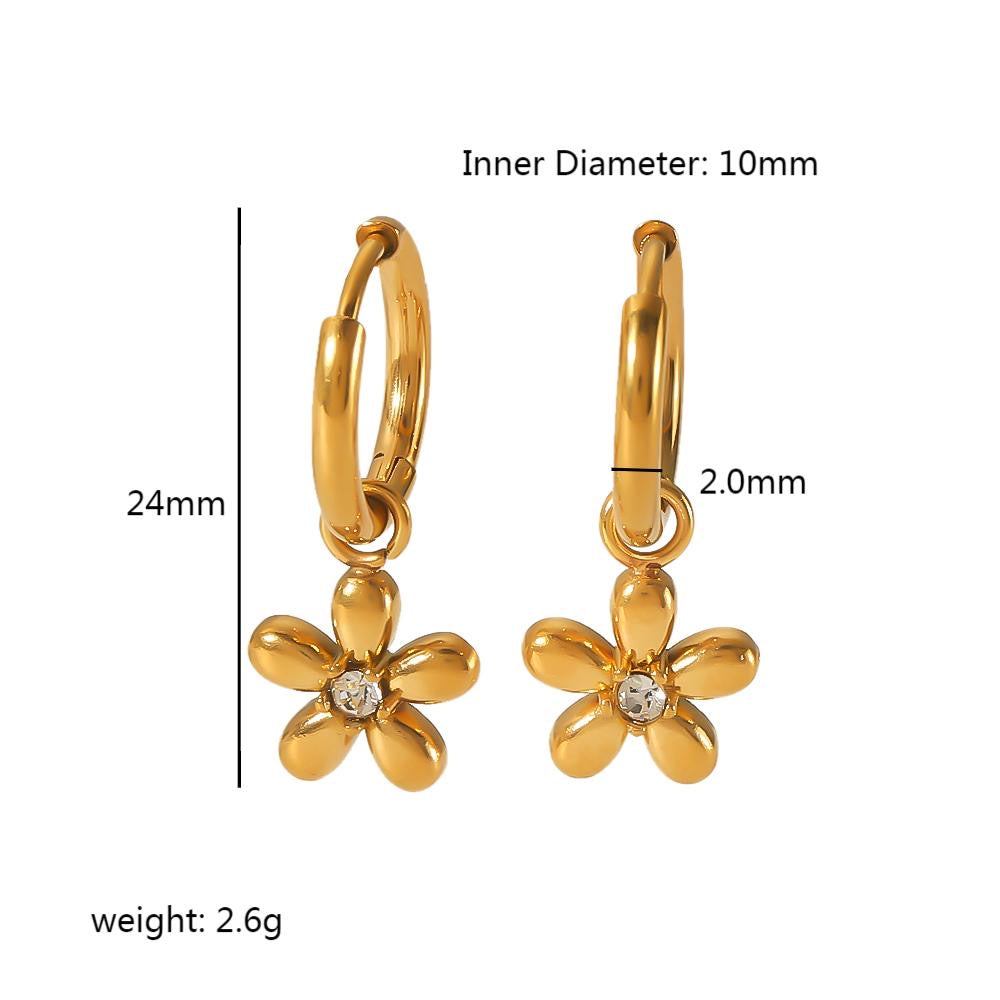 Real 18K gold plated daisy Huggies | minimal earrings