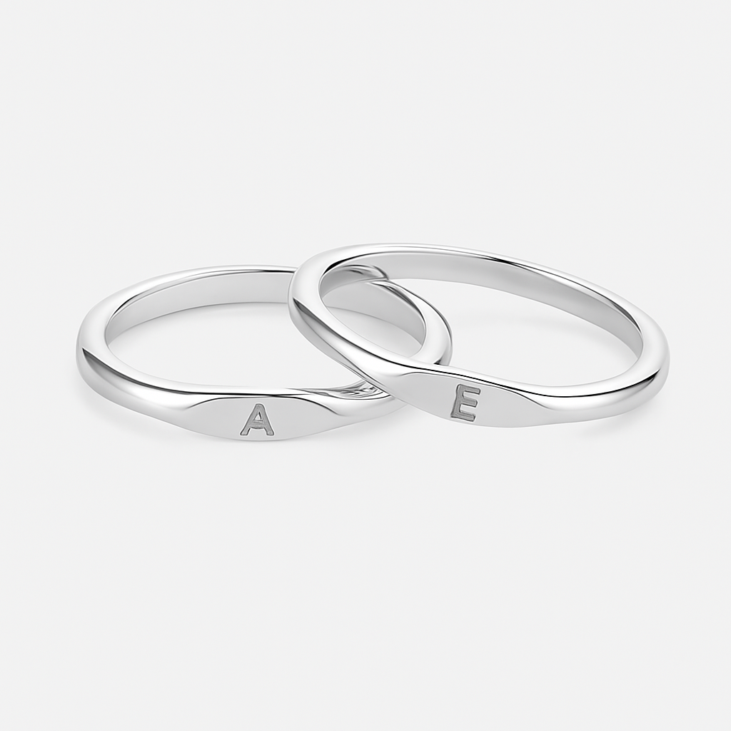 925 Pure Silver Unisex Initial Ring Personalized jewellery – Reevaa