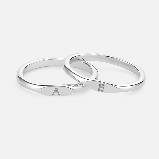 925 Pure Silver Unisex Initial Ring - Personalized jewellery