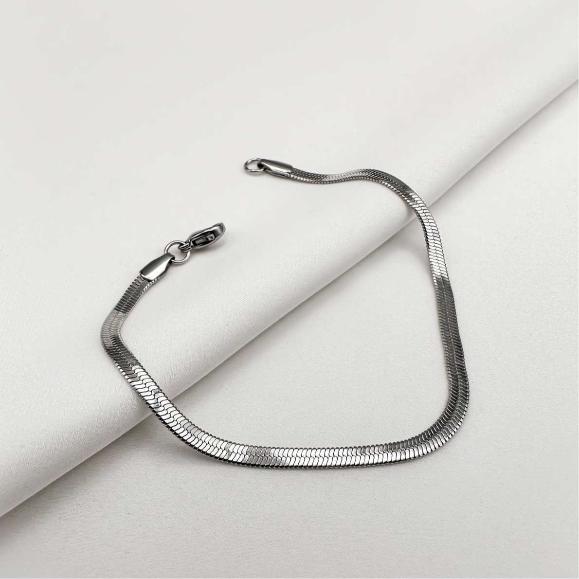 Silver Flat snake chain Bracelet - Main Image