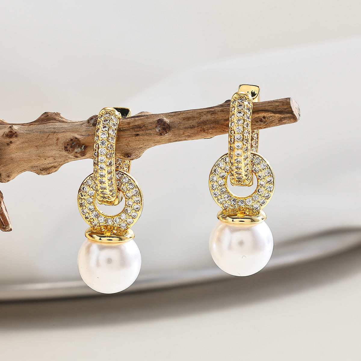 Celeste Pearl Halo Earrings