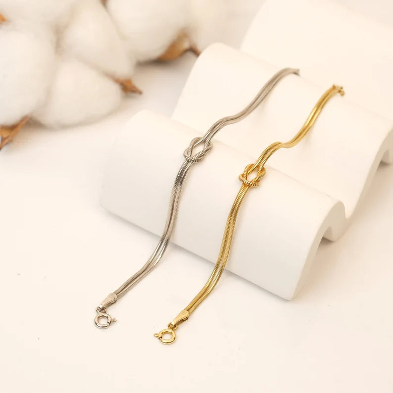 925 Silver Couple Tie the knot bracelet (2 pieces )-Knotty bracelet