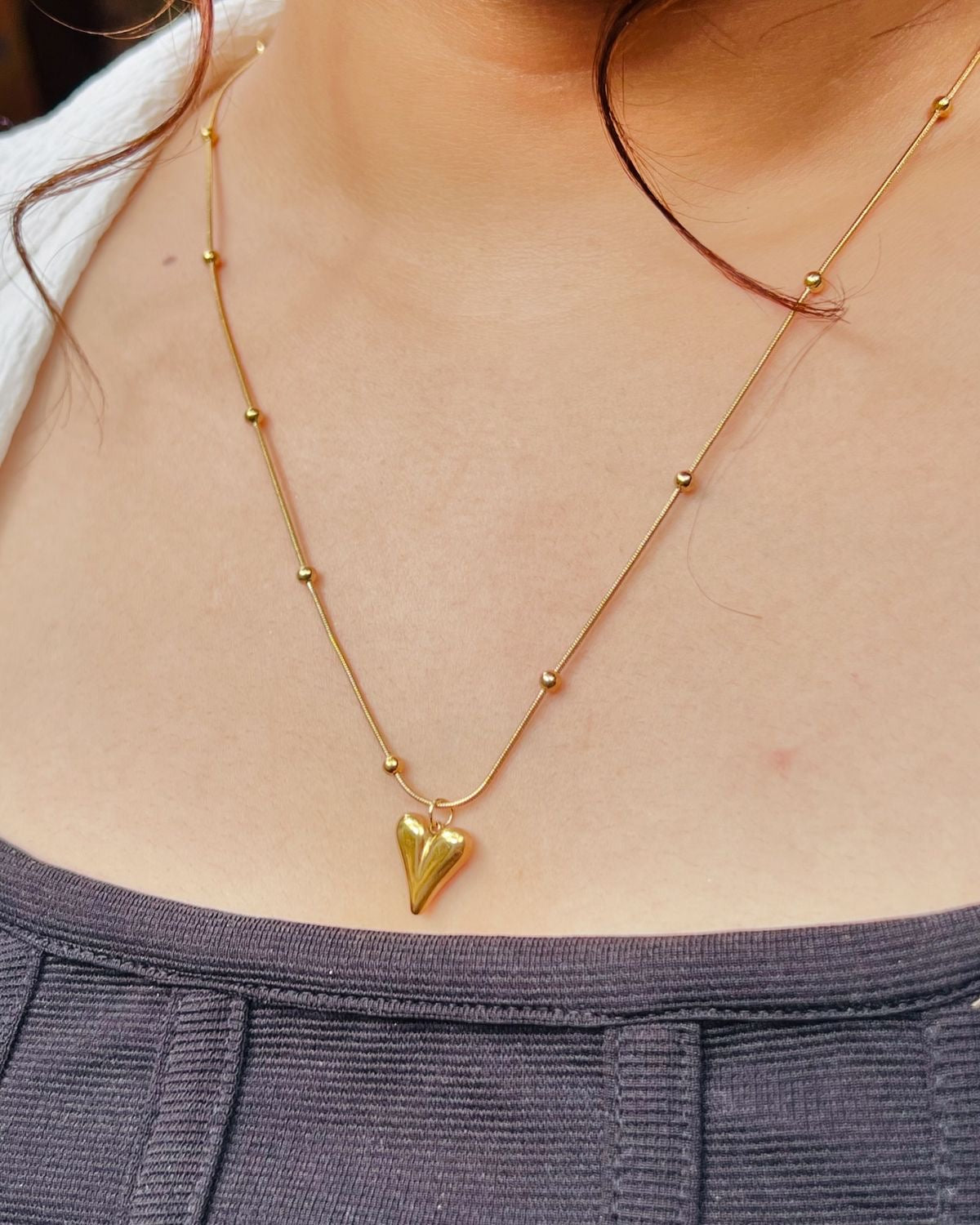 Cute heart women gold pendant