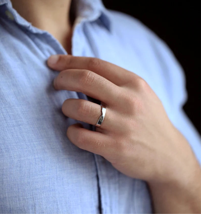 Couple V cut Timeless Ring - Hidden Name Ring