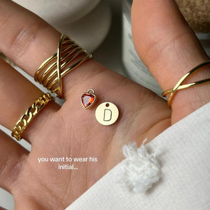 Secret initial heart pendant - Heart necklace- Initial pendant