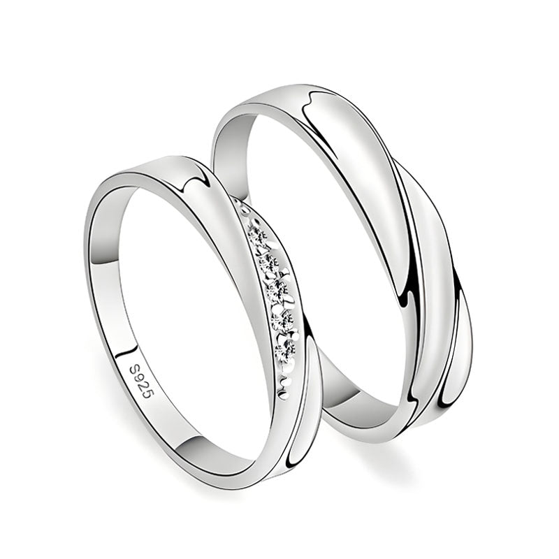 Eternal Cz Diamond Couple wave Ring - Wave Couple Ring -Couple gift