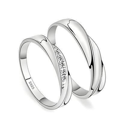 Eternal Cz Diamond Couple wave Ring - Wave Couple Ring -Couple gift
