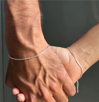 Everyday Box chain bracelet - Link bracelet- Couple bracelets-Men bracelet