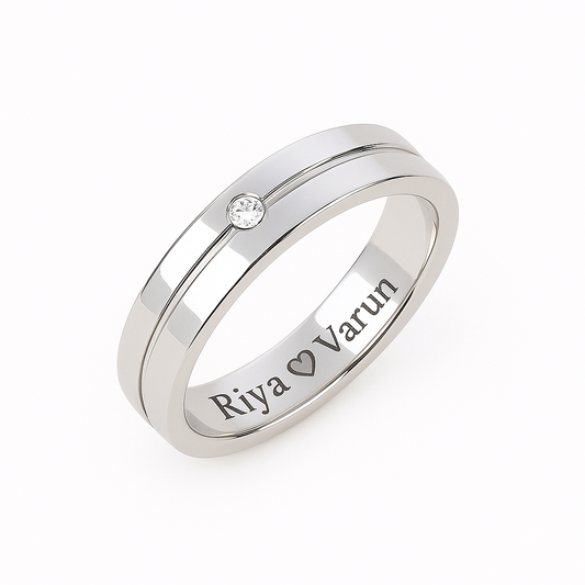 925 Pure silver Men diamond row cut ring - Gift  for men - Men diamond band