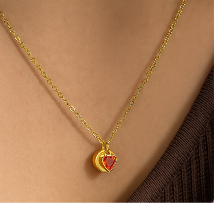 Secret initial heart pendant - Heart necklace- Initial pendant