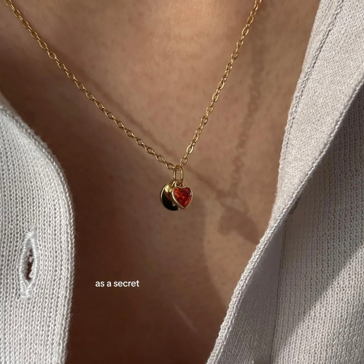 Secret initial heart pendant - Heart necklace- Initial pendant