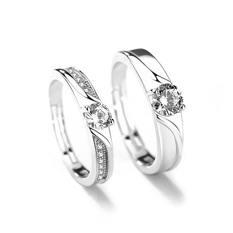 Ripple round Couple 92.5 Silver  ring