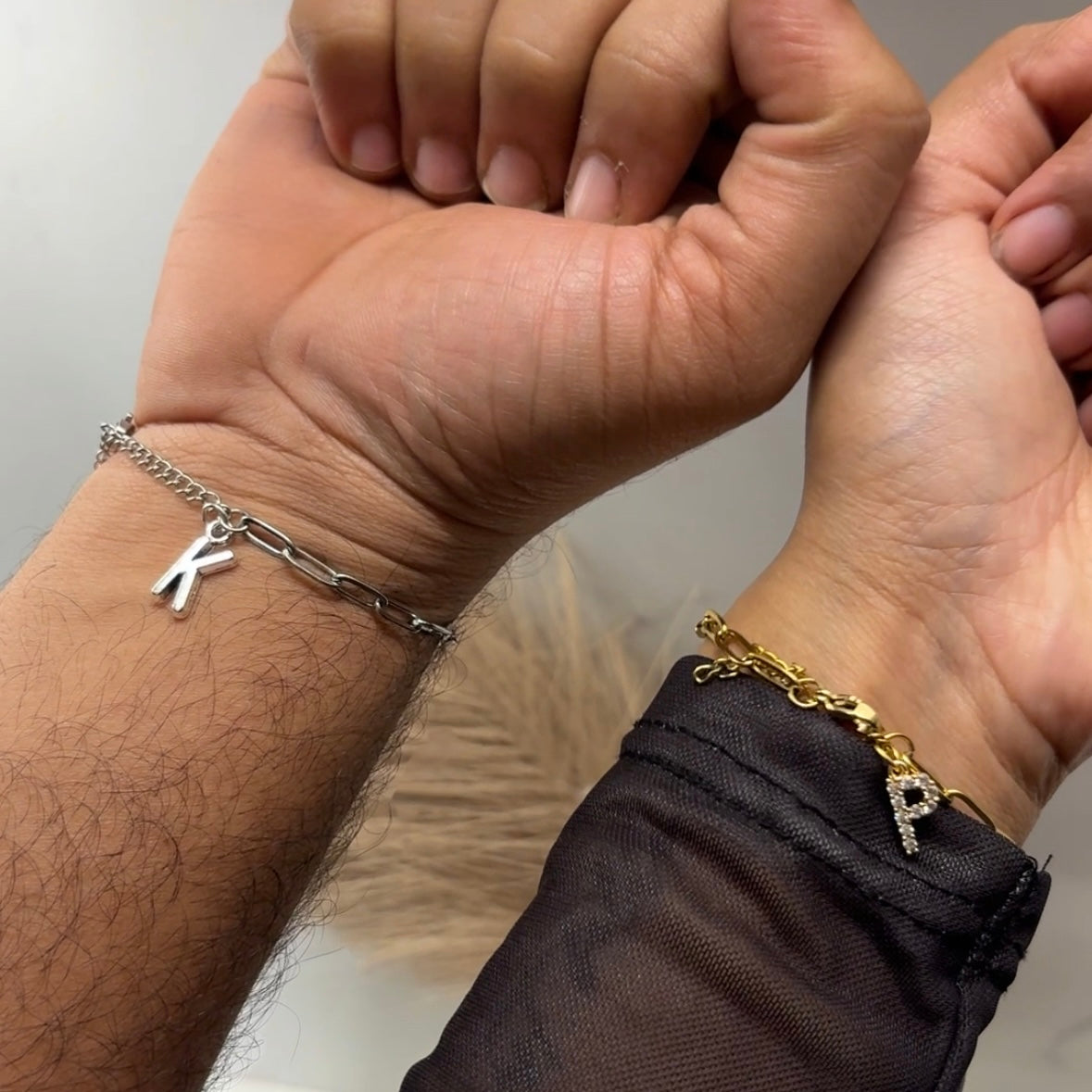 Luxe initial charm couple bracelet