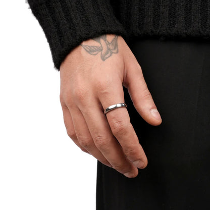 925 Pure Silver Unisex Customised Name/date half round Ring