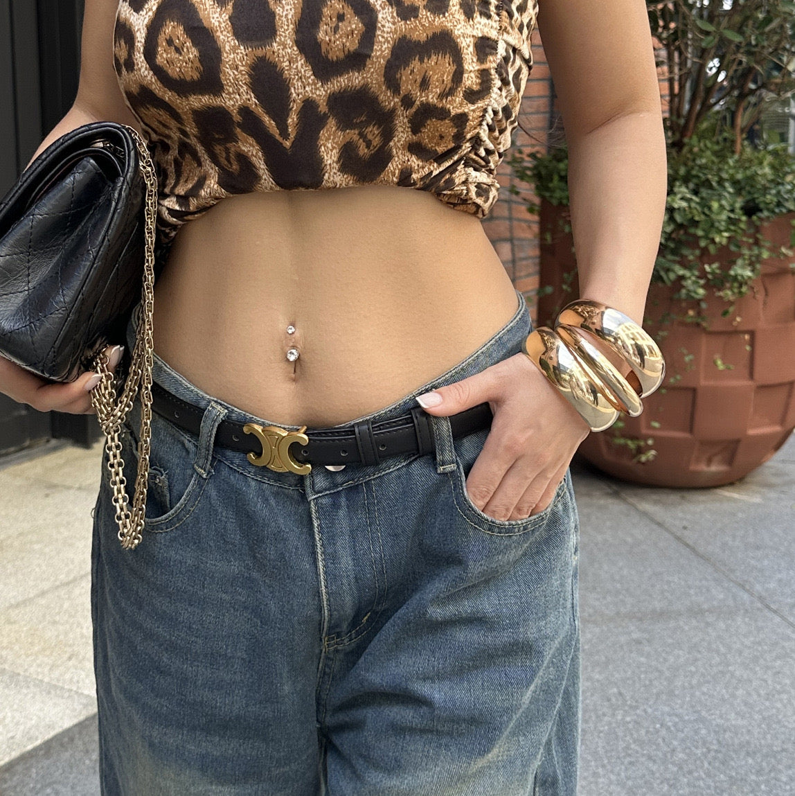 Celebrity Retro style gold chunky bold bracelet ( pack of 3)