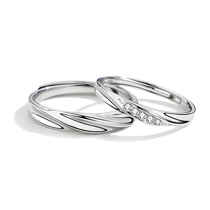 Eternal Cz Diamond Couple wave Ring - Wave Couple Ring -Couple gift
