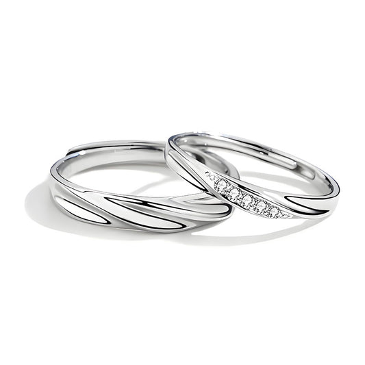 Eternal Cz Diamond Couple wave Ring - Wave Couple Ring -Couple gift