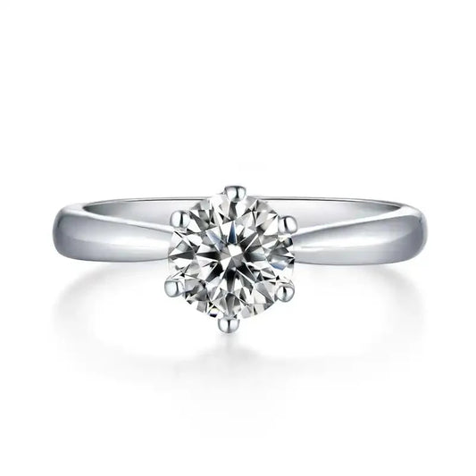 Classic Solitaire proposal six claw silver ring