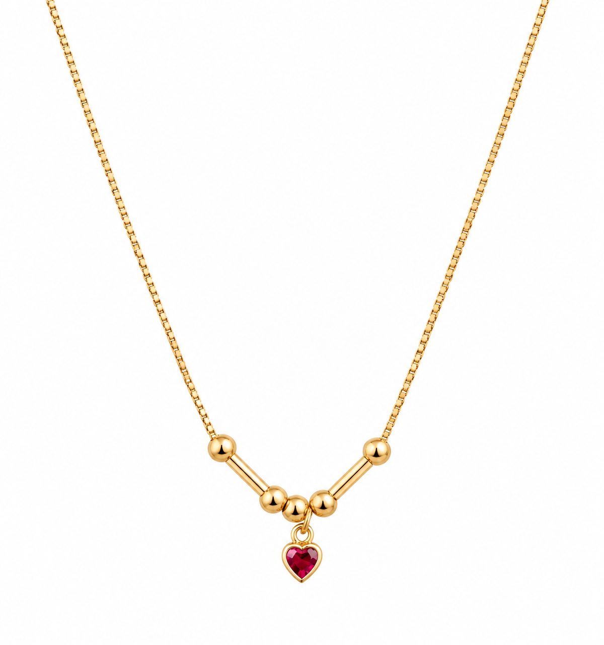 Heart Charm Gold-Tone Necklace