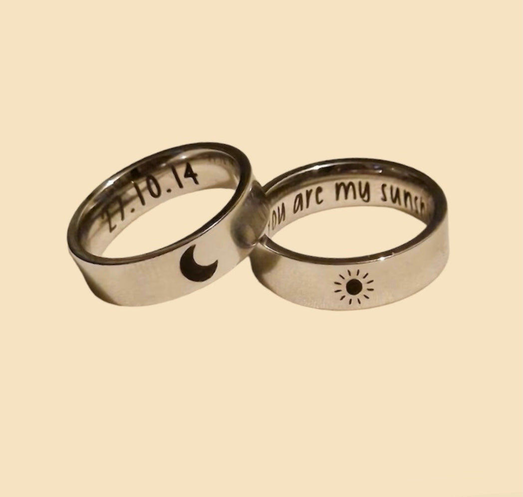 Couple Ring Sun Moon Star Ring Sederhana Sun Moon Star Love Couple