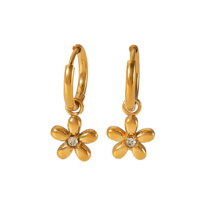Real 18K gold plated daisy Huggies | minimal earrings
