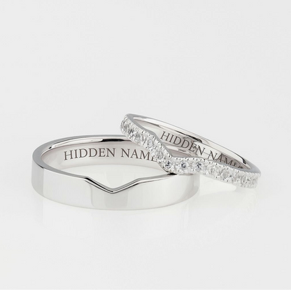 Couple V cut Timeless Ring - Hidden Name Ring