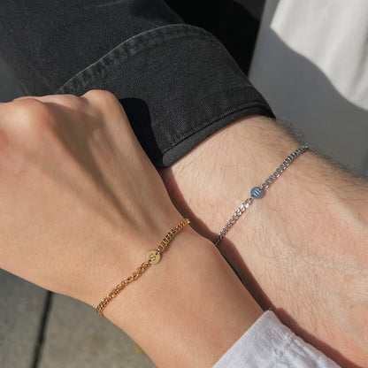 Curb initial bracelet- Forever mine bracelet- Trending couple gift