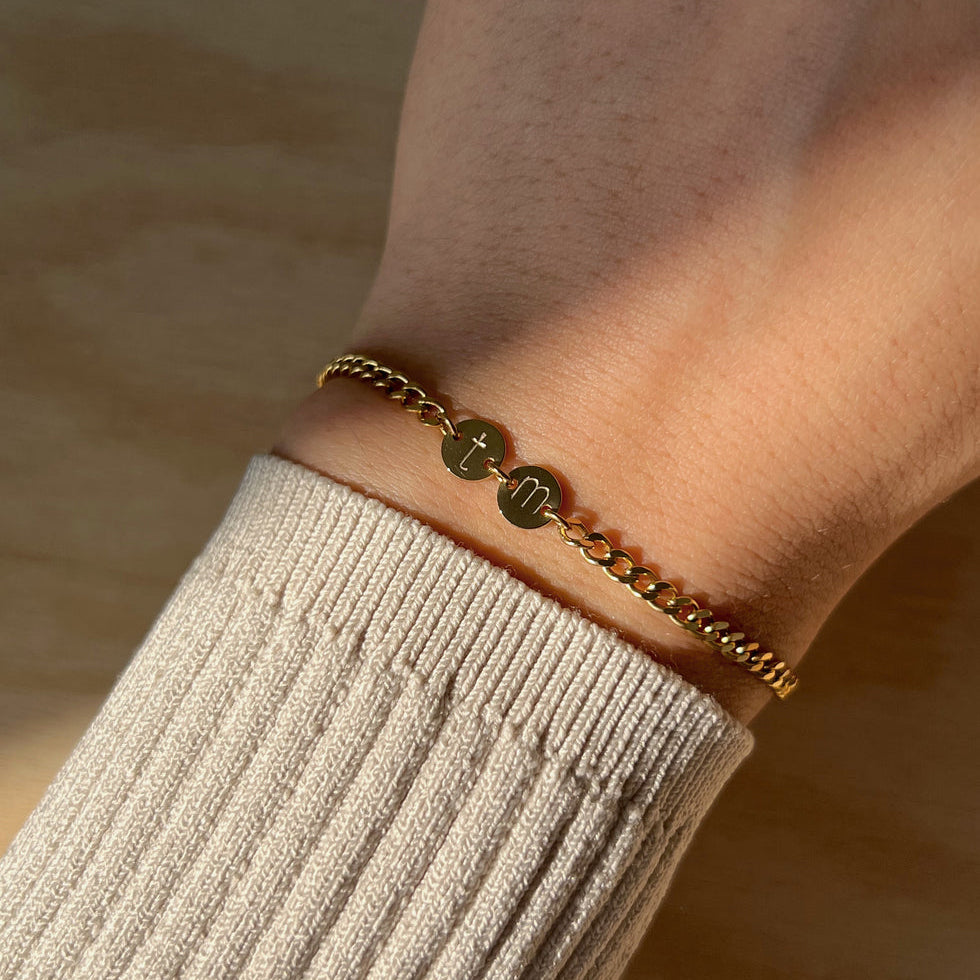 Curb initial bracelet- Forever mine bracelet- Trending couple gift