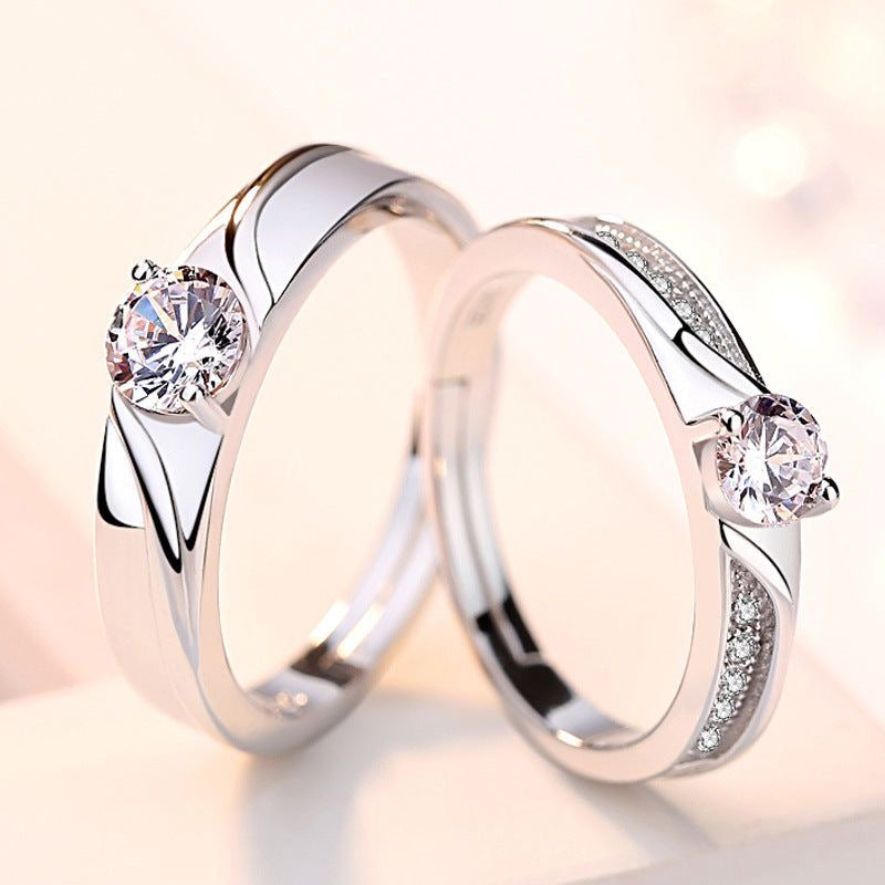 Ripple round Couple 92.5 Silver  ring