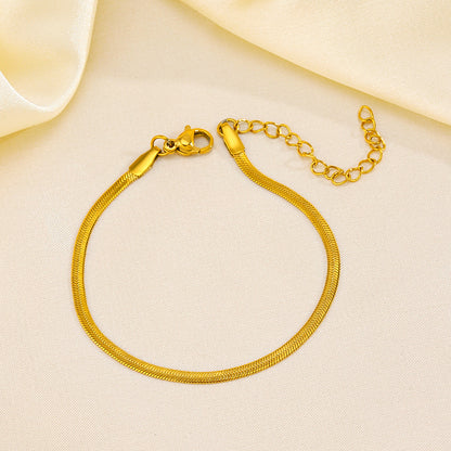 Minimal Herringbone Couple Bracelet Set- Snake chain bracelet