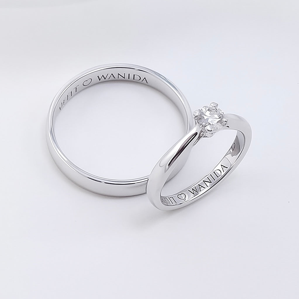 92.5 Silver Couple Aurora Diamond ring set - Promise ring