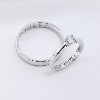 92.5 Silver Couple Aurora Diamond ring set - Promise ring