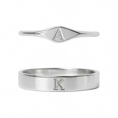 92.5 Silver Couple Initial ring set