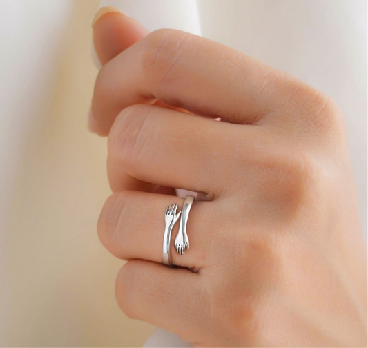 925 Sterling Real Silver Hug ring