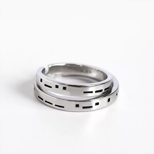 Sterling Silver Morse Code Couple Ring