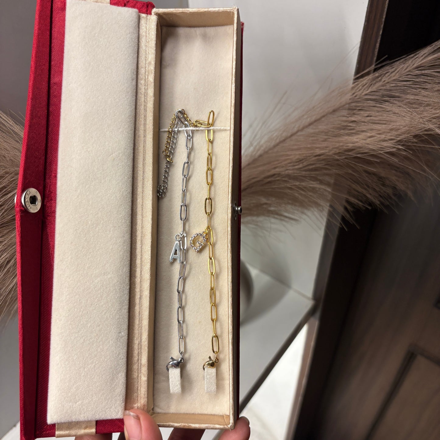 Luxe initial charm couple bracelet