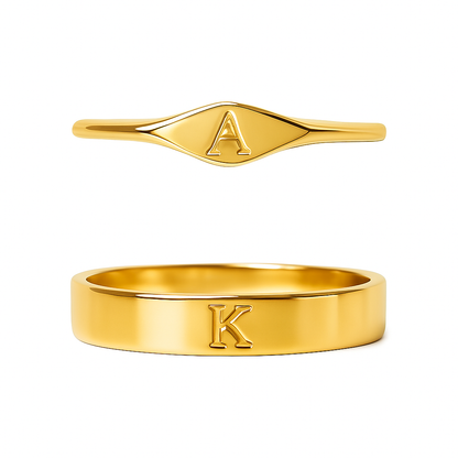 92.5 Silver Couple Initial ring set