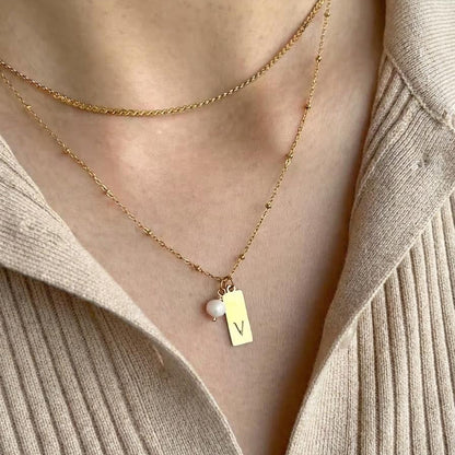 Trending initial necklace with pearl