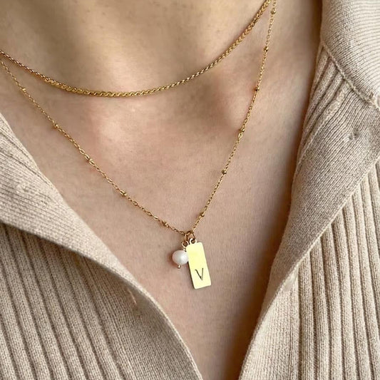 Trending initial necklace with pearl