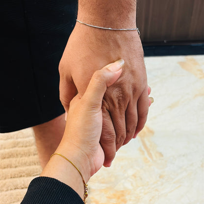 Couple initial charm sleek chain bracelet