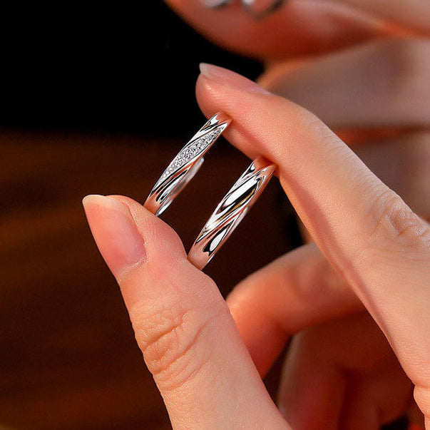 Eternal Cz Diamond Couple wave Ring - Wave Couple Ring -Couple gift