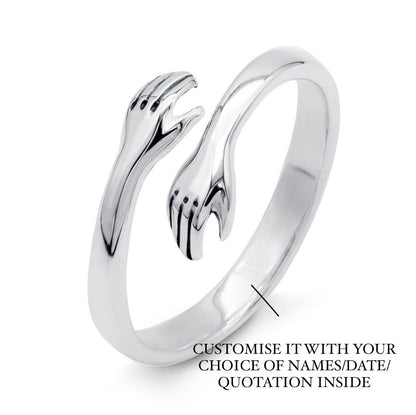 925 Sterling Hug Ring White Gold 925 Sterling Real Silver Hug Ring