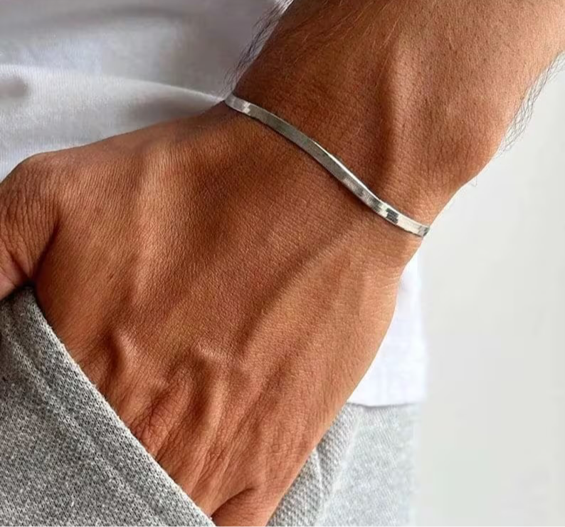 Silver Flat snake chain Bracelet