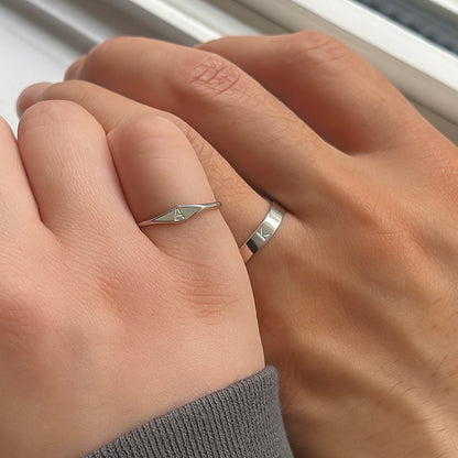 92.5 Silver Couple Initial ring set