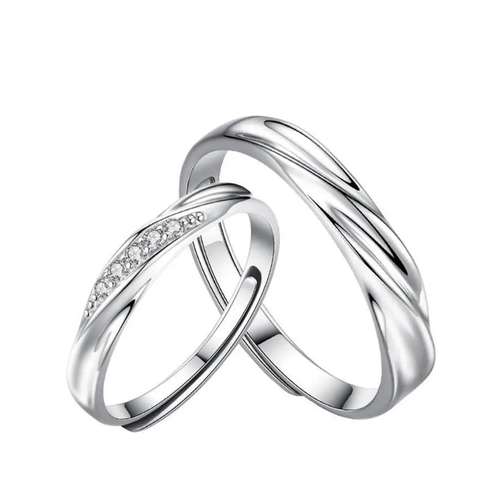 Eternal Cz Diamond Couple wave Ring - Wave Couple Ring -Couple gift
