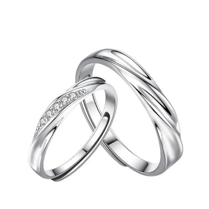 Eternal Cz Diamond Couple wave Ring - Wave Couple Ring -Couple gift