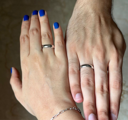 925 Pure Silver Unisex Customised Name/date half round Ring