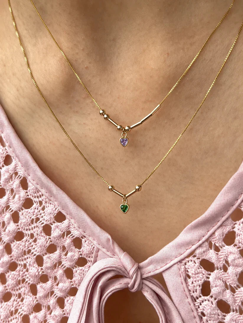 Heart Charm Gold-Tone Necklace