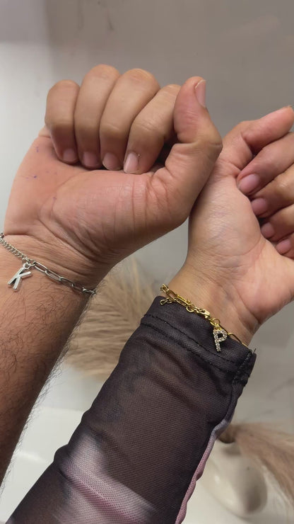 Luxe initial charm couple bracelet